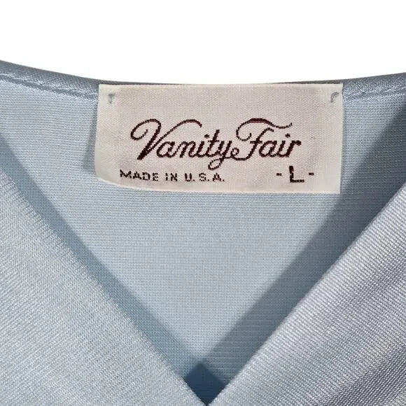 Vintage Vanity Fair Nightgown Robe Set Coloratura Womens Large Blue Made USA 90s